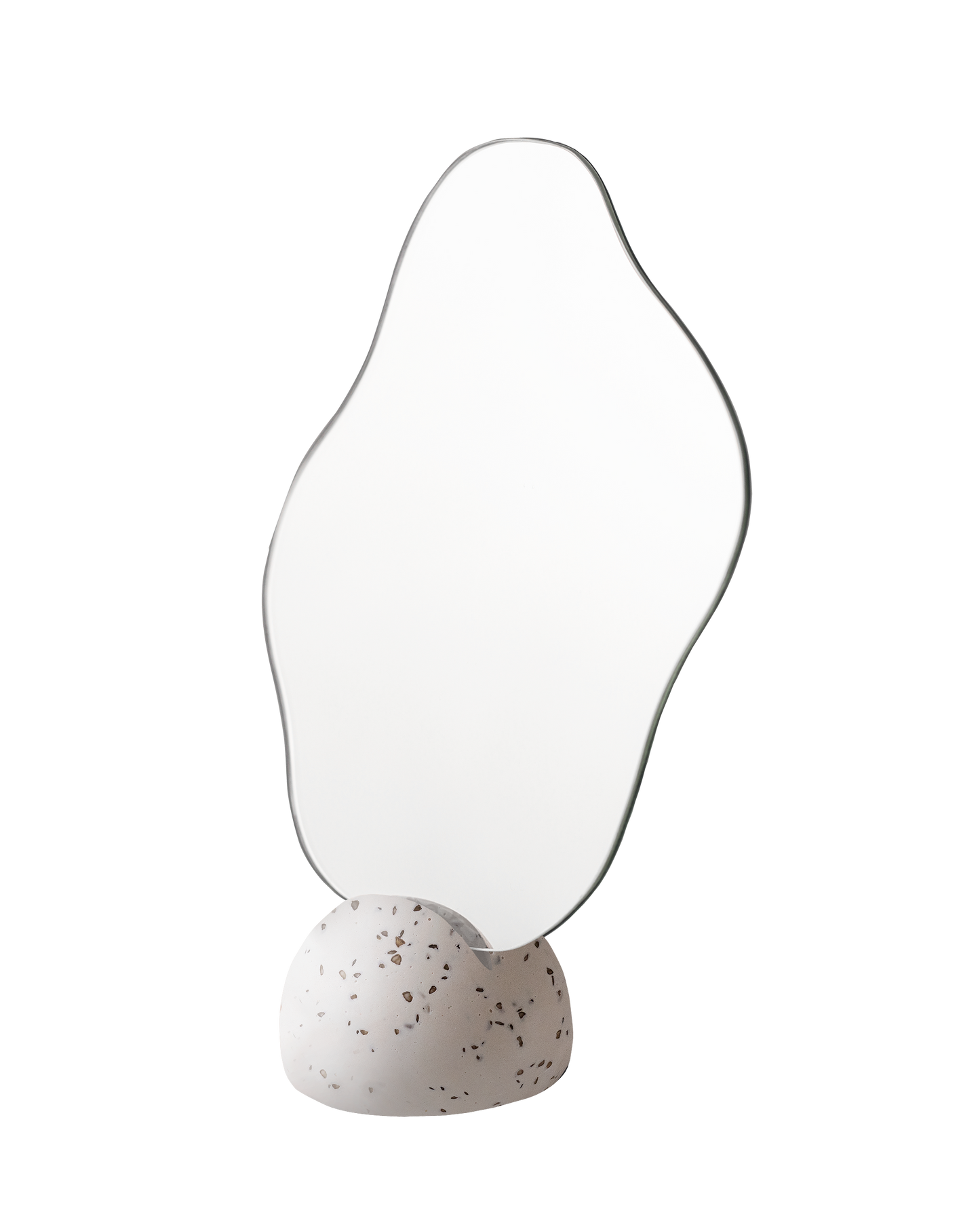 Handmade freestanding mirror with a custom eco-friendly Jesmonite base. Available in various textures and colors, offering a versatile design perfect for both living and private spaces. Unique, handcrafted piece made with care.